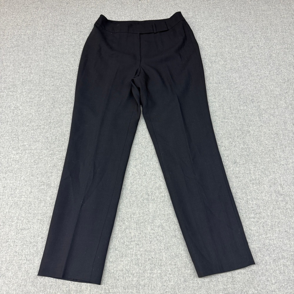 Liz Claiborne Collection Dress Pants 12 Black Pure New Wool Lined Straight Leg